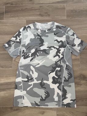 Nike Pro Combat Hypercool Dri-Fit Fitted Shirt Mens Large Performance Camo Gray